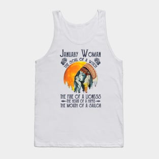 January Woman The Soul Of A Witch Girl Native American Birthday Tank Top